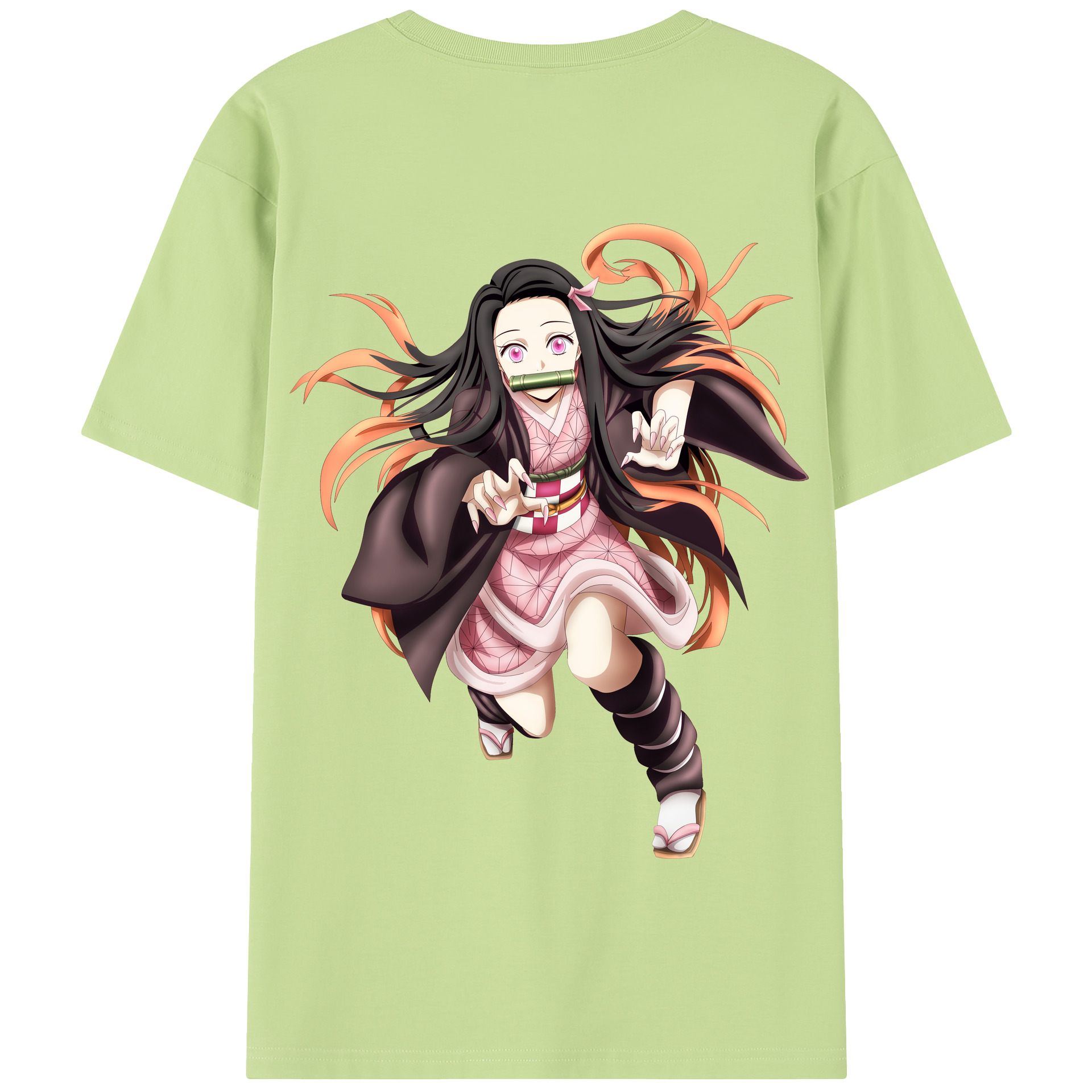 （画像用） 鬼滅の刃（きめつのやいば）竈門 禰󠄀豆子／かまど ねずこ Kamado Nezuko 綿100％半袖Tシャツ（背面プリント）